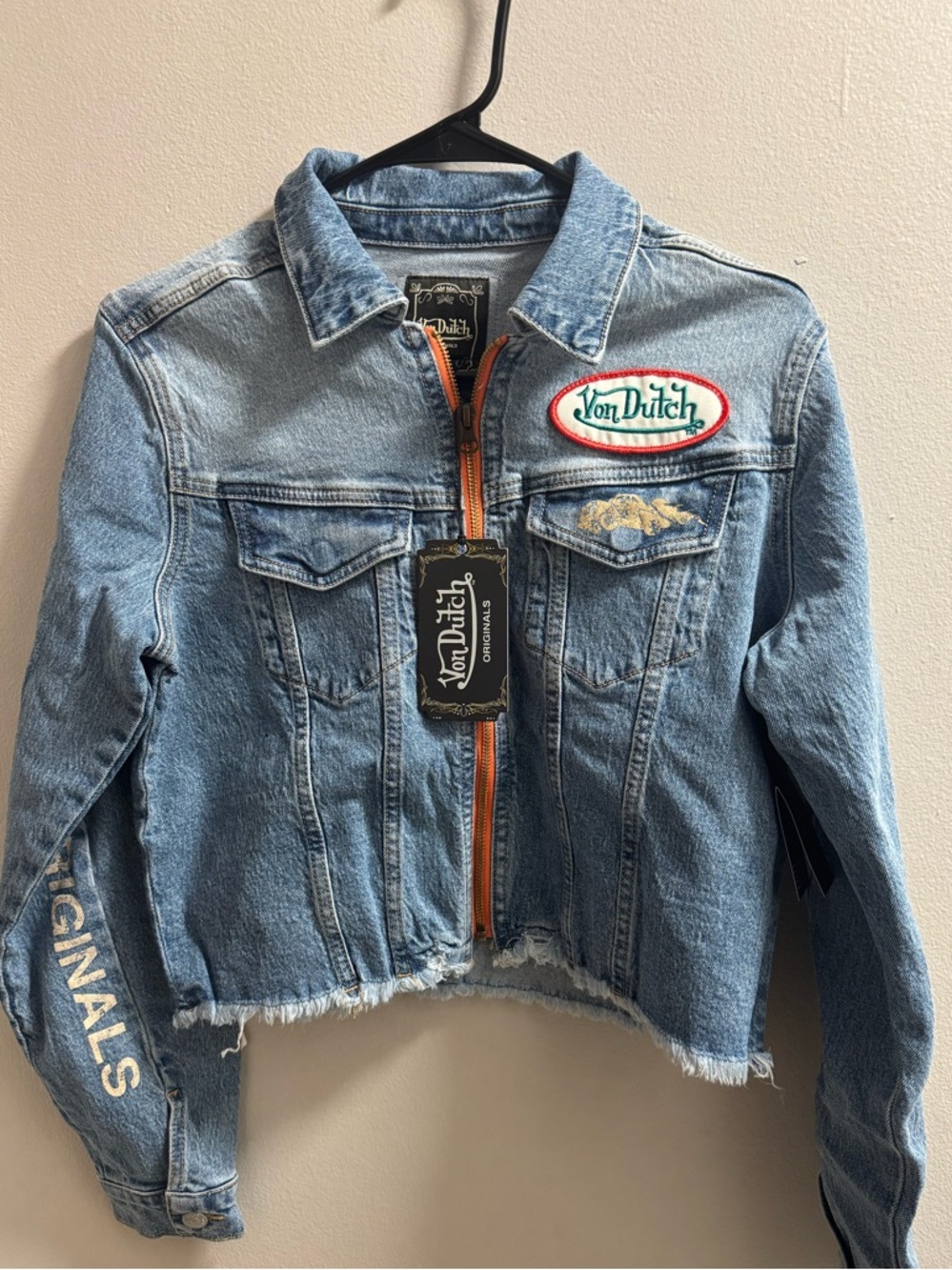 Von Dutch Women’s Light Blue Denim Jeans with Orange Patch Details